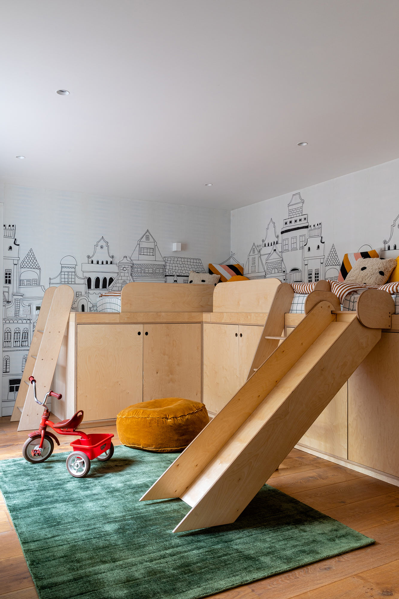 wooden slide in a playroom